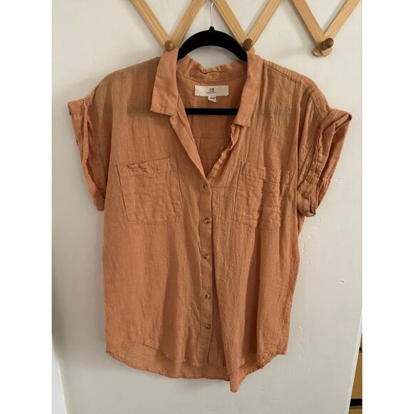 Thread & Supply Top Women's Medium Jane Blouse Button Up Tunic Linen Blend - Picture 2 of 9